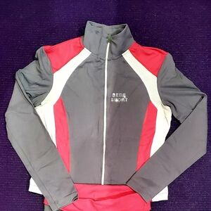 Bebe Sport Crystal Logo Grafite/Rouge/White Cropped Jacket-Size Large.
